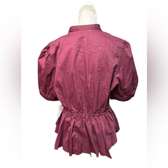 Tuckernuck Hyacinth House Burgundy Piper Tie Front Blouse NWT Size XXL - Picture 4 of 5